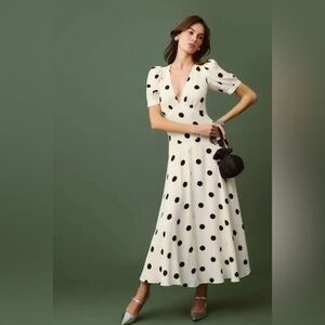 Reformation Naira dress in Pluto Dot